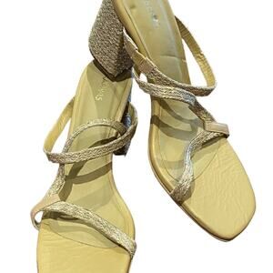 Kaanas Womens 11 slip on Chunky Heel with gold and rope 3.75” heel NWOT